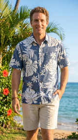 Magnificent Monstera Businessman's Reverse Cotton — Men's Reverse Print Shirts — MauiShirts (view 7)