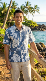 Magnificent Monstera Businessman's Reverse Cotton — Men's Reverse Print Shirts — MauiShirts (view 8)
