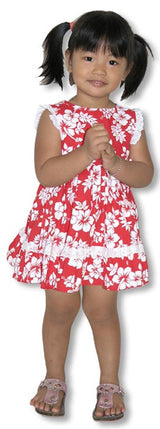 Maile Hibiscus Girl's Side Tied Dress