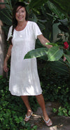Midnight Palm Wedding White Cap Sleeve Dress