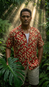 Paradise Found Men's Tom Selleck Magnum PI Mini Anthurium Hawaiian Shirt