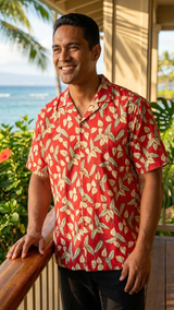 Paradise Found Men's Tom Selleck Magnum PI Mini Anthurium Hawaiian Shirt