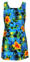 Neon Hibiscus Moon Petite Women's A-Line Dress