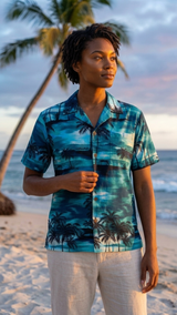 Night Time Surf Women's Hawaiian Camp Shirt — Womens Cotton Shirts — RJC
