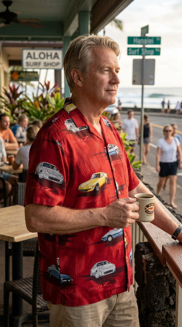 Nissan Z collection men's Hawaiian style rayon print