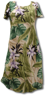 Orchid Jungle A Line Cap Sleeve Dress
