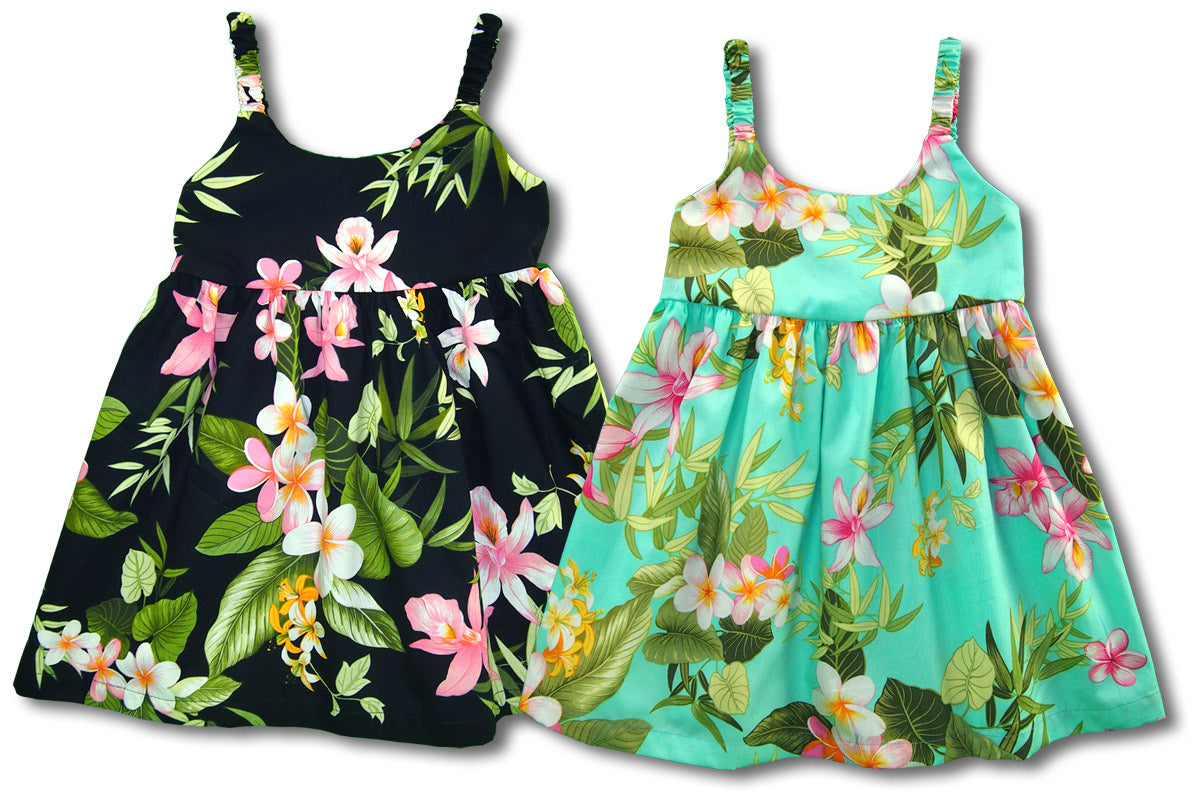 Orchid Plumeria Garden girl's bungee dress