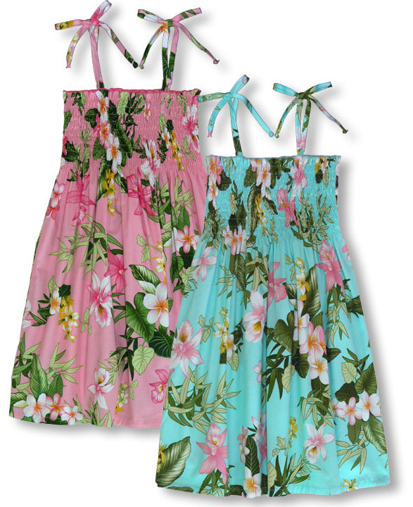 Orchid Plumeria Garden Girl's Elastic Tube Top Dress
