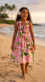 Orchid Plumeria Garden Girl's Elastic Tube Top Dress — Girls Dresses — MauiShirts (view 6)