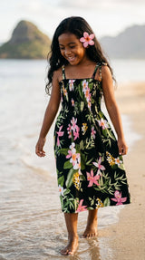 Orchid Plumeria Garden Girl's Elastic Tube Top Dress — Girls Dresses — MauiShirts (view 9)