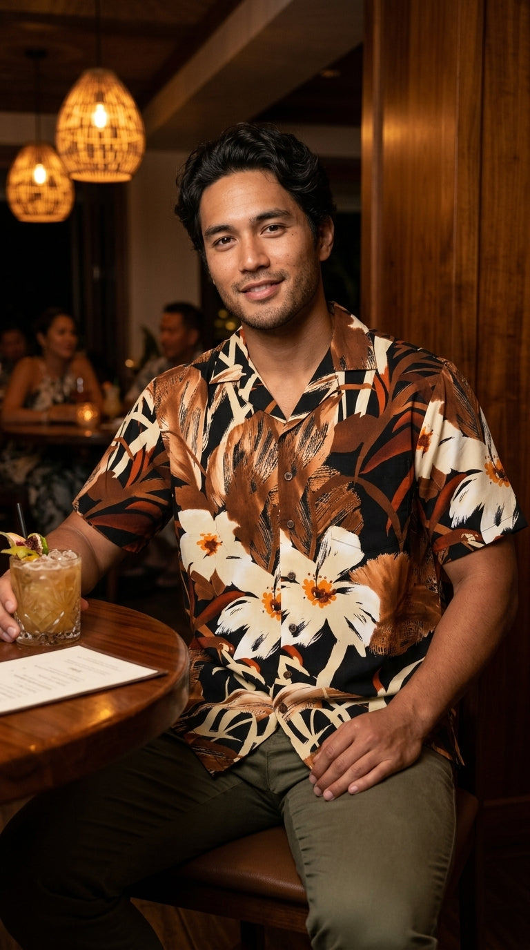 Oriental Watercolor Men's Shirt — Men's Rayon Shirts — RJC (view 3)