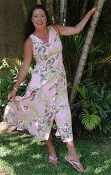 Pacific Orchid Women's Button Front Long Tank Dress