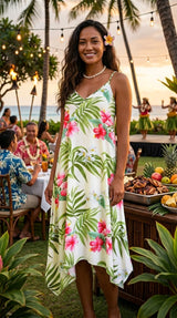 Pale Hibiscus Orchid Scarf Hem Long Dress — Women's Long Dresses — RJC Puanani