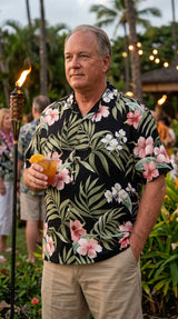 Pale Hibiscus Orchid Men's Shirt — Men's Rayon Shirts — RJC