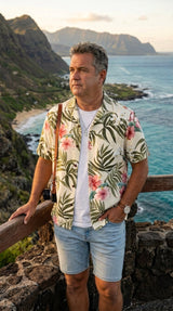 Pale Hibiscus Orchid Men's Shirt — Men's Rayon Shirts — RJC (view 6)