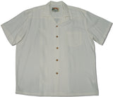 Palm Shadow men's wedding white aloha shirt