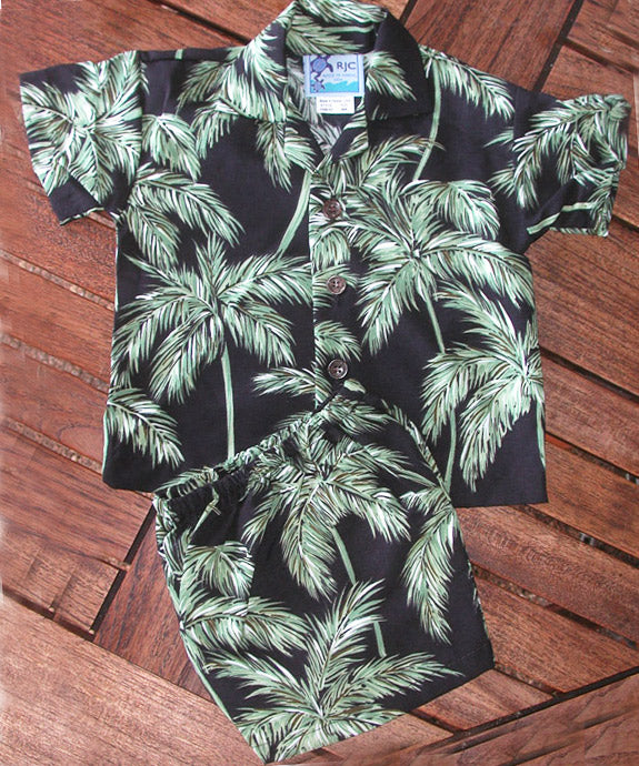 Custom Made - Palm Trees Black Boys 2pc