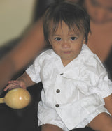 Custom Made - Palm Trees Boy's Wedding White 2pc