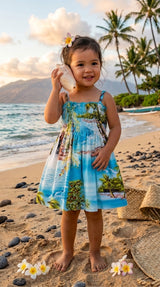Paradise Island Surf Girl's Hawaiian Smocked Dress