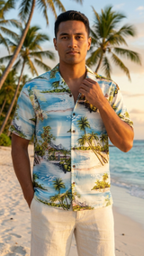 Paradise Island Surf Mens Shirt Matching Family — Men's Rayon Shirts — RJC (view 3)