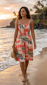 Paradise Island Surf Women's Hawaiian Smocked Dress