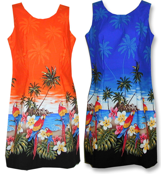 Parrot Island Bottom Border Sheath Dress