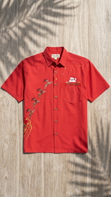 Peekaboo Santa Reindeer Sleigh Pocket — Men's Embroidered Shirts — Bamboo Cay