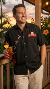 Peekaboo Santa Reindeer Sleigh Pocket — Men's Polyester Shirts — Bamboo Cay (view 5)