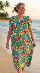 Pineapple Hibiscus Muumuu Dress — Women's Muumuu Dresses — RJC (view 4)