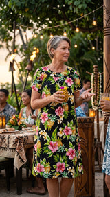 Pineapple Hibiscus Muumuu Dress — Women's Muumuu Dresses — RJC (view 10)