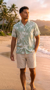 Men's Pineapple Luau, Wood Buttons, Luau, Dinner, Vacation, Aloha Friday, Made in Hawaii, Fabric: 100% Rayon, Fits: Larger Than Expected