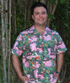 Pink Flamingo Parrot Men's Shirt