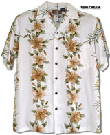 Pink White Hibiscus Panel men's Hawaiian style shirt