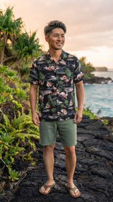 Pink Flamingo Hibiscus Men's Shirt — Men's Cotton Shirts — RJC