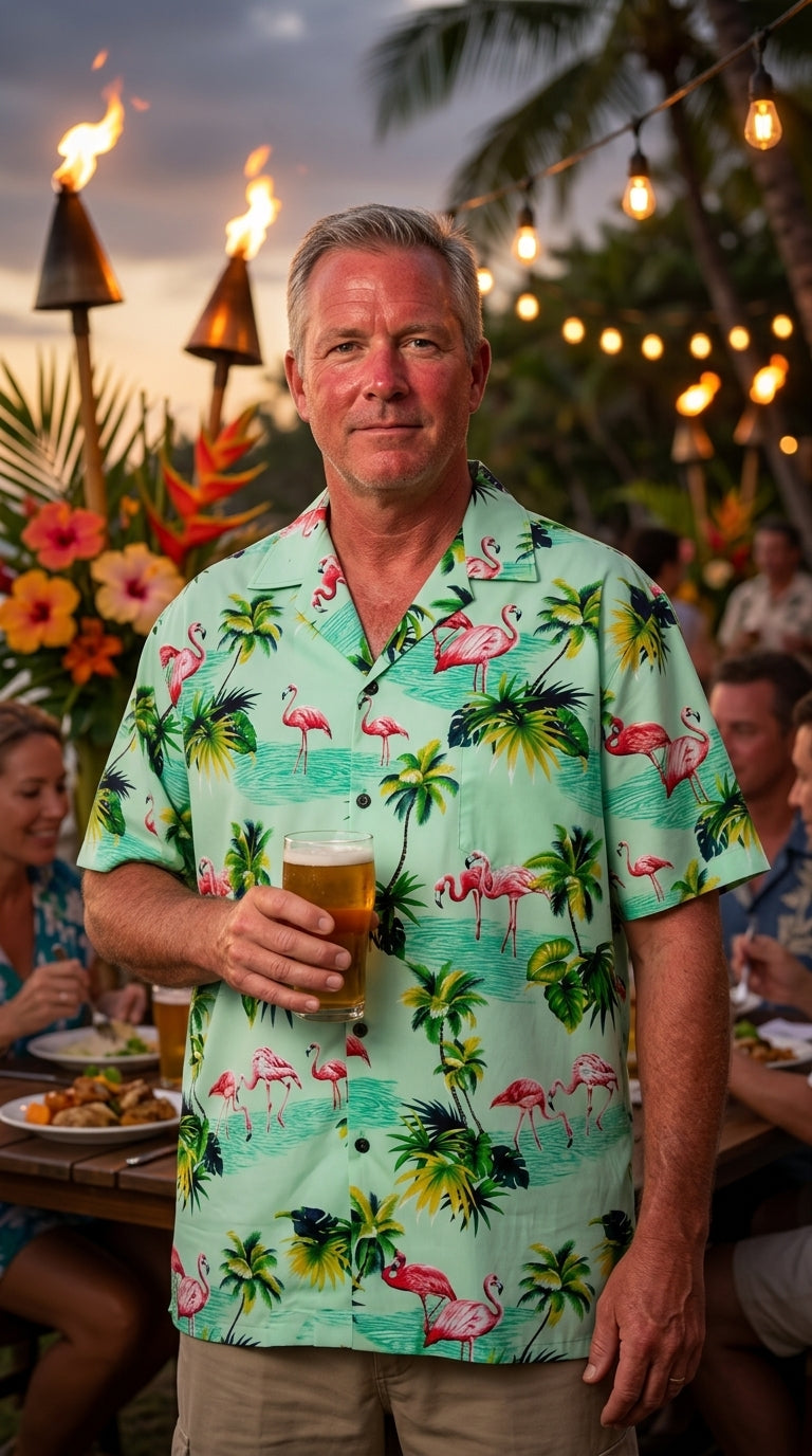 Pink Flamingo Paradise Men's Shirt
