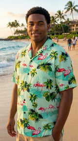 Pink Flamingo Paradise Men's Shirt
