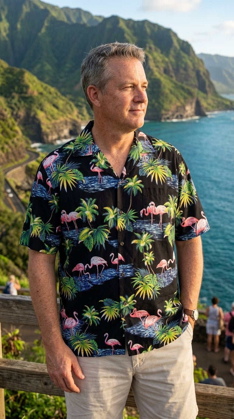 Pink Flamingo Paradise Men's Shirt