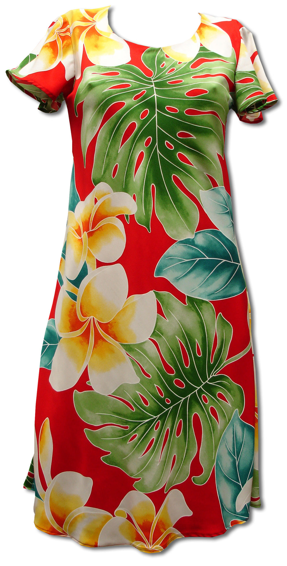 Plumeria Beauty A Line Cap Sleeve Dress