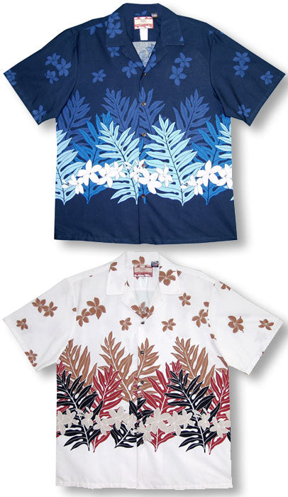 Plumeria Fern Bottom Border Women's Camp Shirt