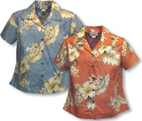 Plumeria Hibiscus Feather Fern Women's Fitted Shirt