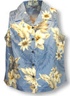 Plumeria Hibiscus Feather Fern women's sleeveless cotton