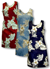 Plumeria Hibiscus Feather Fern Sheath Dress
