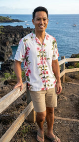 Plumeria Bamboo Panel men's kalaheo rayon