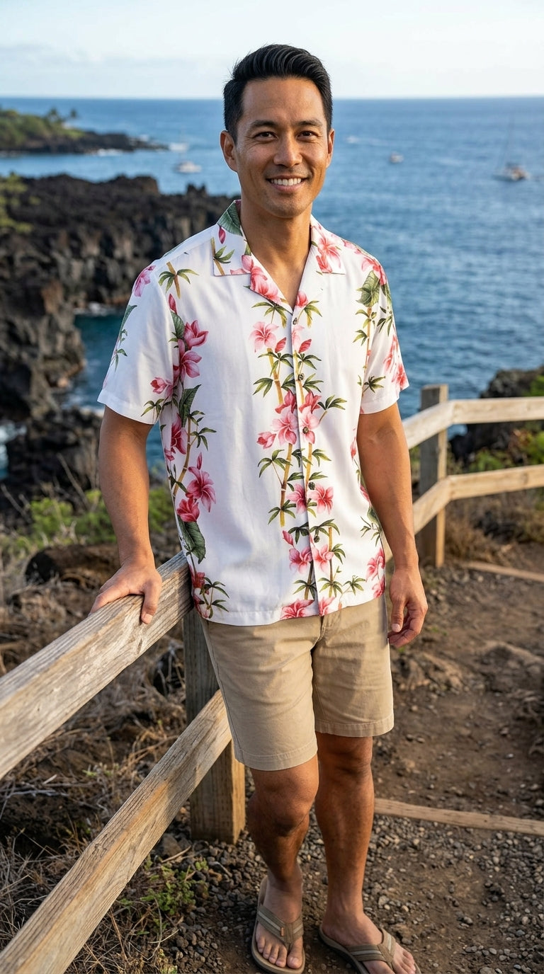 Plumeria Bamboo Panel men's kalaheo rayon
