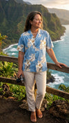 Plumeria Hibiscus Feather Fern Women's Shirt — Women's Cotton Shirts — MauiShirts