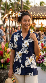 Plumeria Hibiscus Feather Fern Women's Shirt — Women's Cotton Shirts — MauiShirts (view 5)