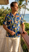 Plumeria Lei Woodie Men's Poly Cotton Shirt — Men's Polyester Shirts — MauiShirts