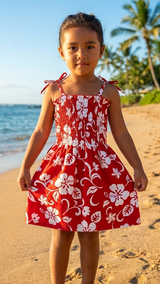 Classic Hibiscus Girl's Smocked Dress — Girls Dresses — MauiShirts (view 3)