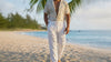 Linen Rayon Blend Wedding White Pants — Men's Pants — MauiShirts