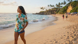 Red Hibiscus Island Women's Hawaiian Camp Shirt
